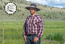 Load image into Gallery viewer, Black and Maroon Plaid Pearl Snap Shirt