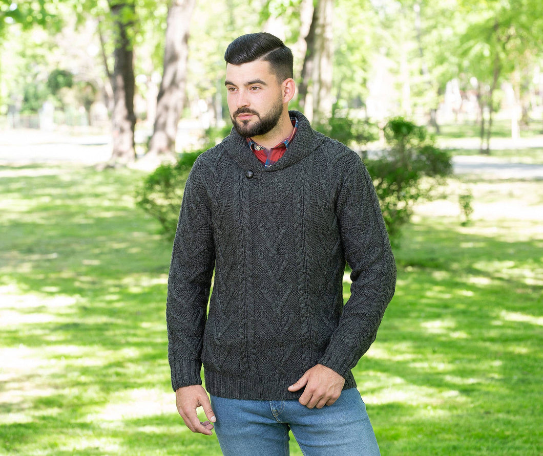 Men's Shawl Collar Merino Wool Cowboy Sweater