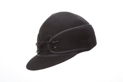 Black Wool Blend Railroad Cap