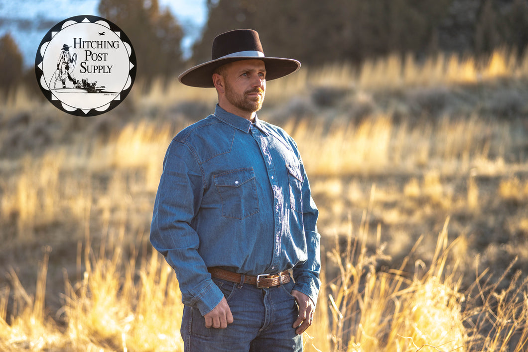 Denim Long Sleeve Pearl Snap Shirts Regular and Tall