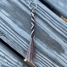 Load image into Gallery viewer, Hitched Horse Hair Cylinder Keychain with Horse Hair Tassel
