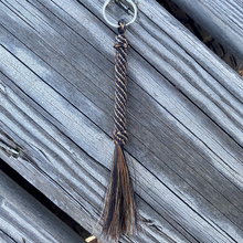 Load image into Gallery viewer, Hitched Horse Hair Cylinder Keychain with Horse Hair Tassel
