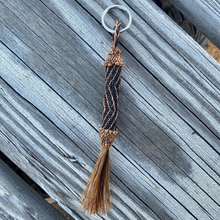 Load image into Gallery viewer, Hitched Horse Hair Cylinder Keychain with Horse Hair Tassel
